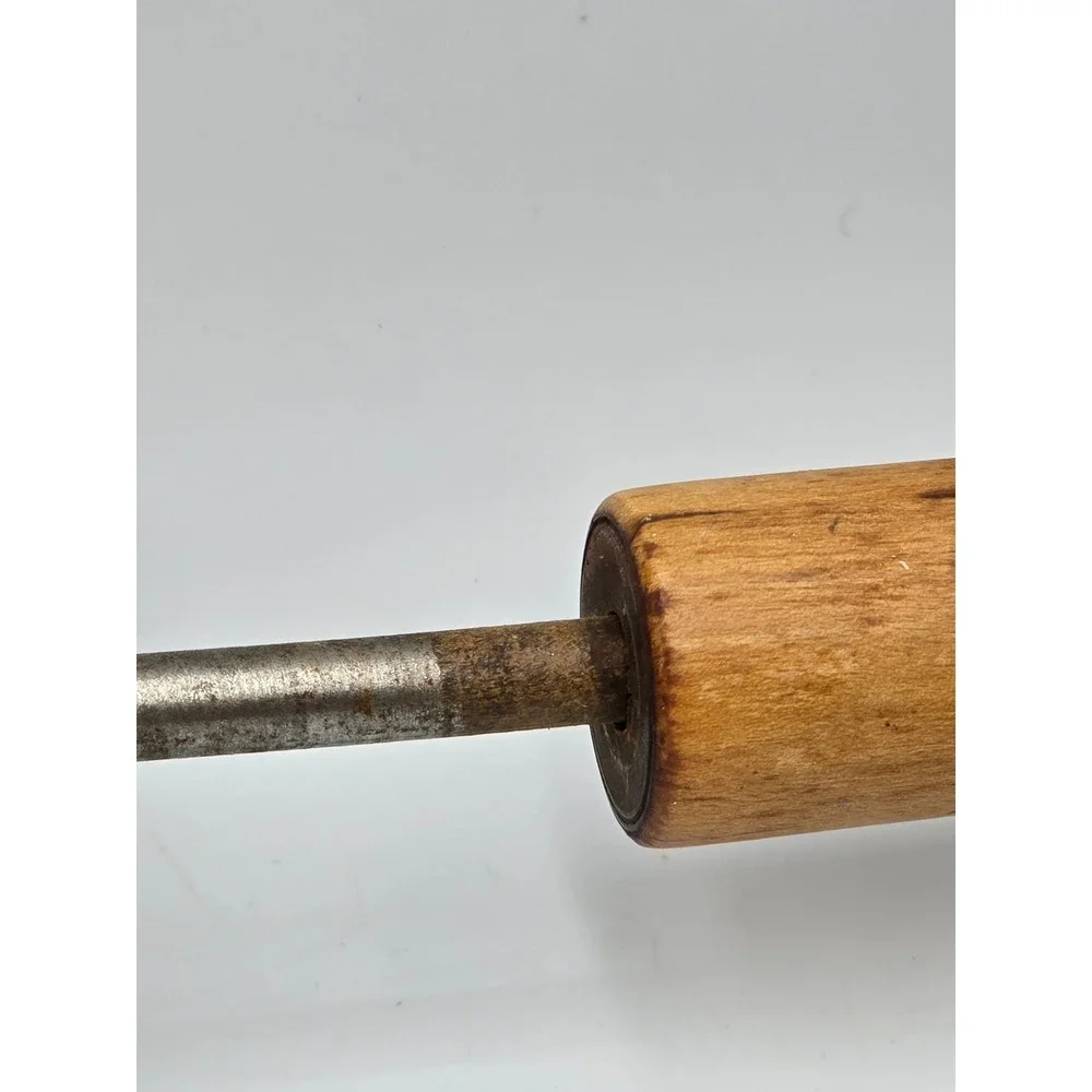 Rolling Pin OS Brown Good Vintage Wood Metal Axle Farmhouse